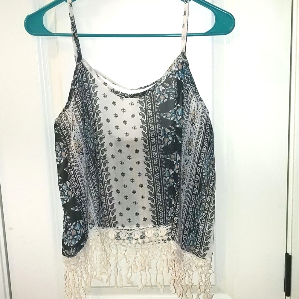 BUNDLE ONLY tassel sheer tank medium